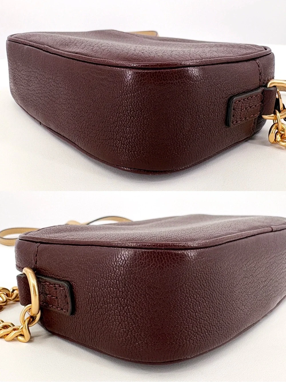 TORY BURCH McGraw Textured Leather Camera Bag in Wine Brown